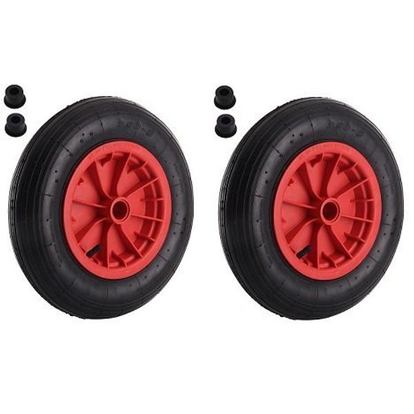 INFLATABLE RUBBER TYRE 14" PNEUMATIC WHEELBARROW WHEEL 3.50-8 REPLACEMENT (2 Tyre)