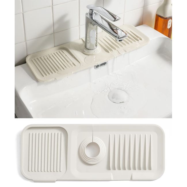 ebullient Faucet Drainage Mat, Faucet Drainage Mat, Sink Faucet, Splash Guard, Silicone, Washbasin Mat, Drainage Mat, Silicone Faucet Pad, For Drying, Antibacterial, Anti-Slip, Water Stain Prevention,