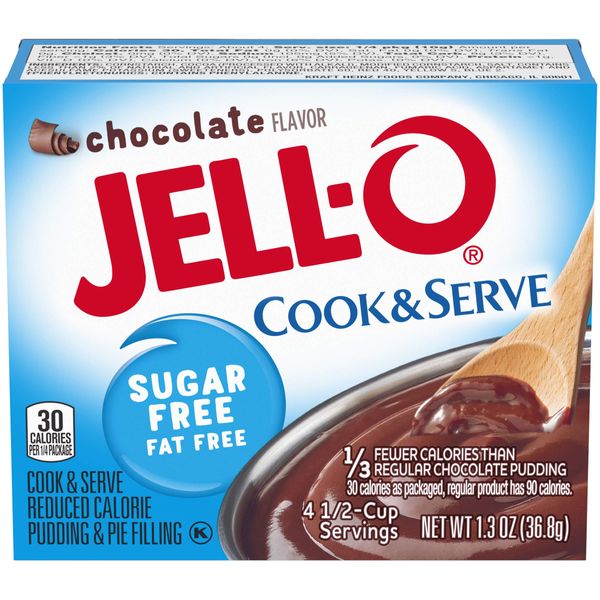 Jell-O Cook & Serve Chocolate Sugar-Free Fat Free Pudding & Pie Filling (7.8 oz Boxes, Pack of 6)