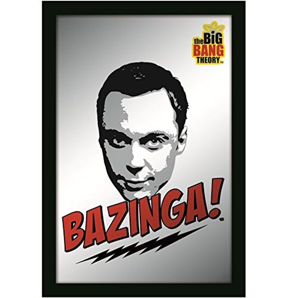 CrazyGadget® Design Mirror Easy Hanging Funky Retro Wood Effect Black Frame Reflection (Big Bang)
