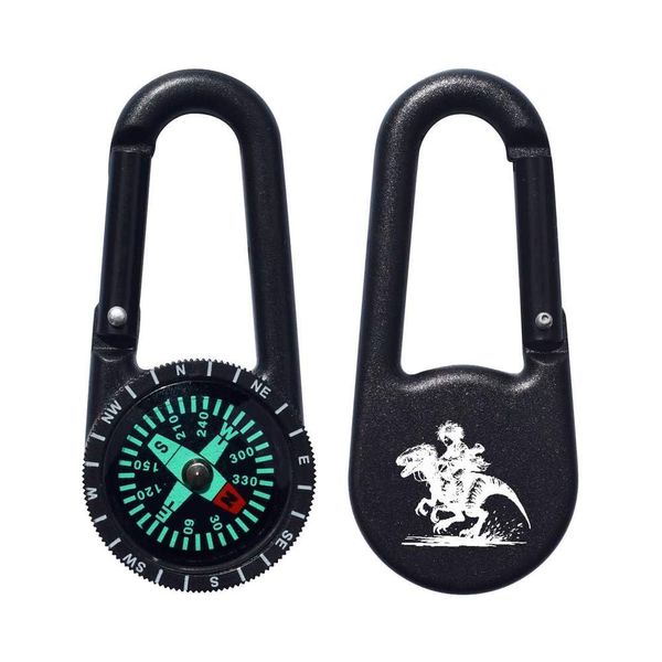 Azeeda 'Boy Riding Velociraptor' Compass Keyring (KC00035796)
