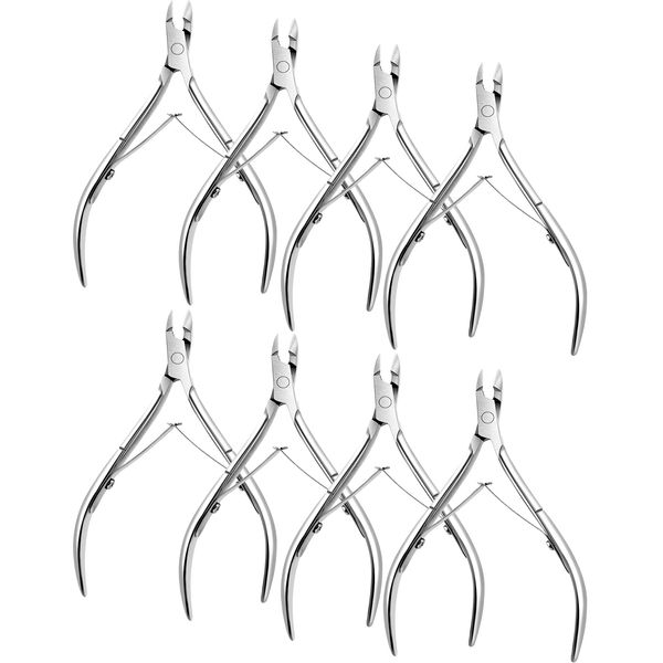 Japior 8 Packs Cuticle Nippers Stainless Steel Cuticle Trimmer Cutter Pointed Blade Nail Cuticle Dead Skin Clipper Manicure Tool for Fingernails Toenails