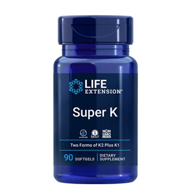 Super K Advanced K-2 Vitamin K Supplement 2,600mcg 90 Softgels (approx. 3 months supply) Life Extension