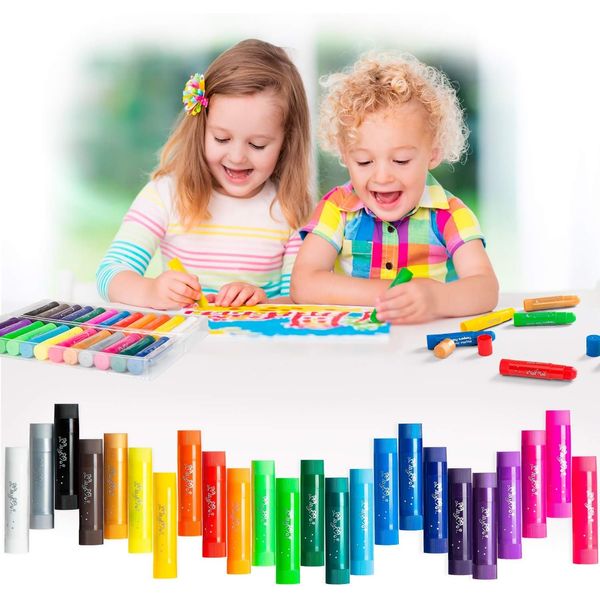 MayMoi Tempera Paint Sticks, 24PCS Washable Paint Sticks for Kids, Non-Toxic, Quick Drying & No Mess, 24 Bright Colors, Best Art Easter Gifts for Kids (10g)