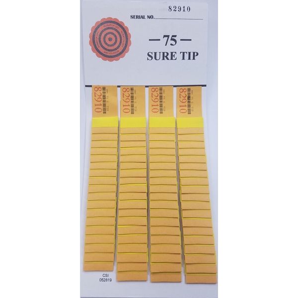 "ONE" #75 Sure Tip Board (1-75)  Pull Tabs/Jar Tickets Free Shipping