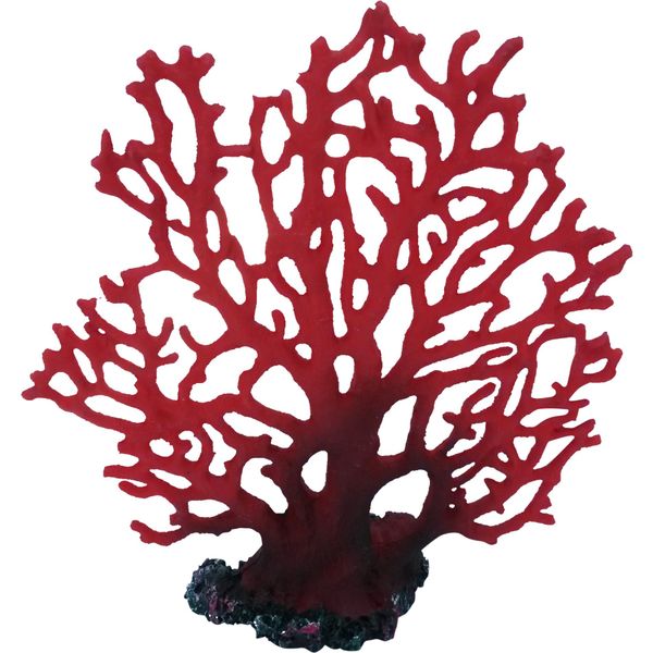 Red Fan Marine Coral Artificial Aquarium Fish Tank Decoration, 8 Inch Tall, Artificial Aquarium Coral Ornament Resin Fish Tank Decoration for Aquarium Landscape