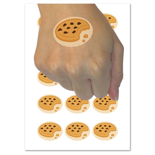 Chocolate Chip Cookie with Crumbs Temporary Tattoo Water Resistant Fake Body Art Set Collection - 54 1" Tattoos (1 Sheet)