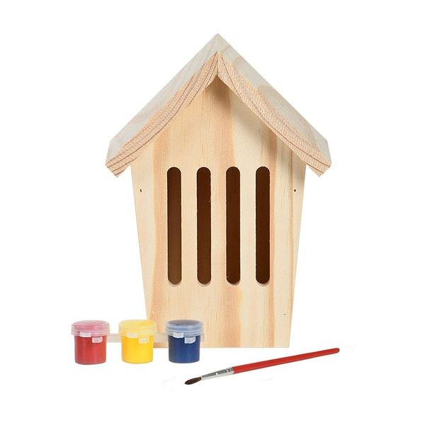 Rivanto® DIY Schmetterlingskasten, Schmetterlingshaus selbst bemalen, L 11,5 x B 14,6 x H 19,7 cm