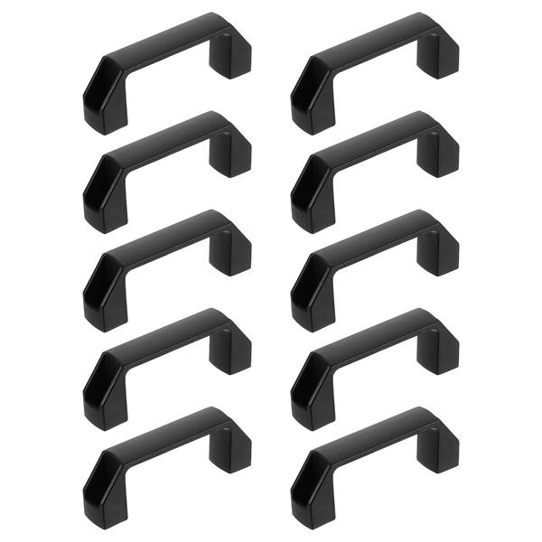 sourcing map 10 Pack Rectangular Plastic Pull Handle, 90mm/3.5 Inch Hole Center Cabinets Pull for Drawer Luggage Mechanical Equipment Garages, Black