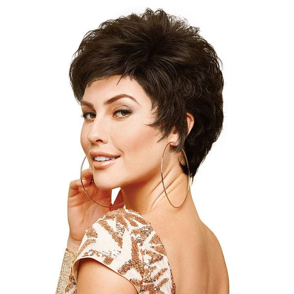 Raquel Welch Instinct Short Layered Shag Wig By Hairuwear, Petite/average Cap, G4+ Dark Chocolate Mist