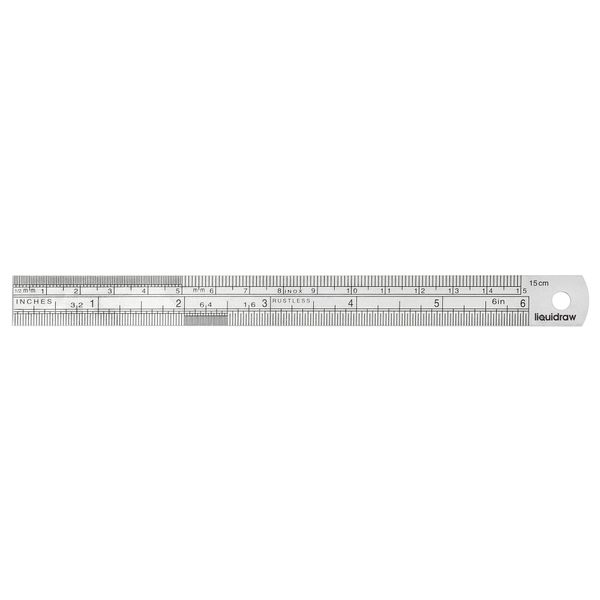 Liquidraw Steel Ruler Stainless Metal Ruler For Cutting Sewing With Metric & Imperial Measuring For Engineers & Architects (15cm / 20cm / 30cm / 60cm / 1 metre) (15cm)