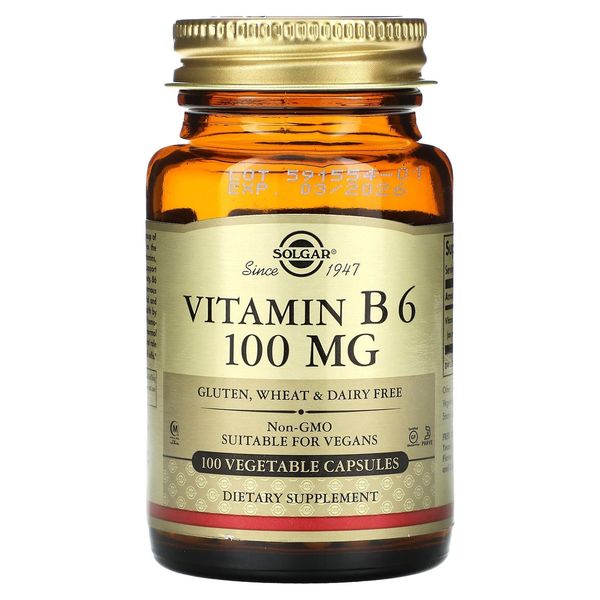 Vitamin B6, 100 mg, 100 Vegetable Capsules