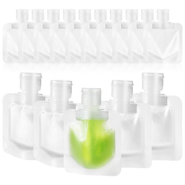 Luxshiny 15 Pcs Refillable Squeeze Pouches 30ml Travel Pouches for Toiletries Refillable Empty Travel Size Containers for Cosmetic Lotion/Shampoo/Face Cream/Hand Soap