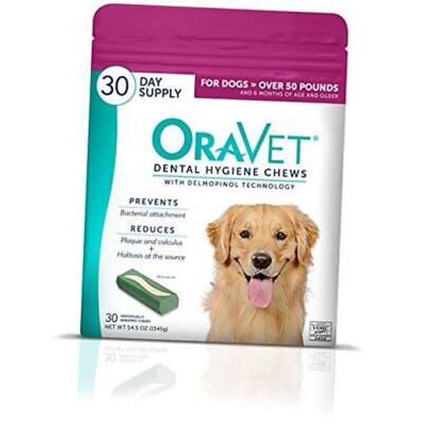 Dental Chews for Dogs, Oral Care and Hygiene Chews (Large 30 Count (Pack of 1)