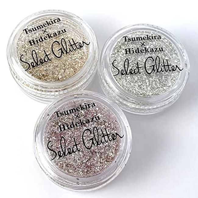 It tends to shine! TSUMEKIRA x HIDEKAZU Nail Glitter Set of 3, Moon Gold, Shine Silver, Sparkle Pink