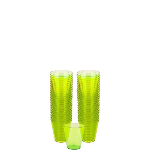 Kiwi Plastic Party Shot Glasses - 2oz, 100 Pieces - Perfect for Parties and Celebrations