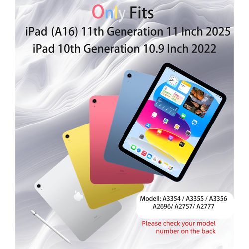 GKABXY Case for iPad (A16) 11th Gen 11 Inch 2025 & iPad 10th Generation 10.9 Inch 2022 with Pencil Holder,Smart Slim Tri-fold Stand Cover Soft TPU Back,Support Touch ID & Auto Wake/Sleep (Blue-Gray)