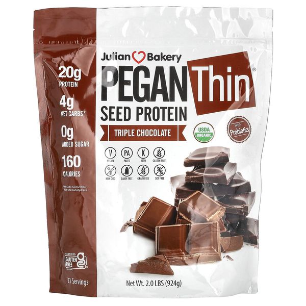 Pegan Thin, Seed Protein, Triple Chocolate, 2 lbs (924 g)