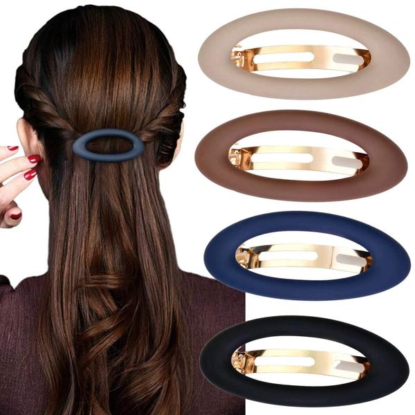 Ypkia 4 Stück Ellipse Haarspangen Damen Dünnes Haar Automatisch Groß Klassische Matt Haarspange Französische Hair Clip Set Für Frauen Mädchen Haarschmuck