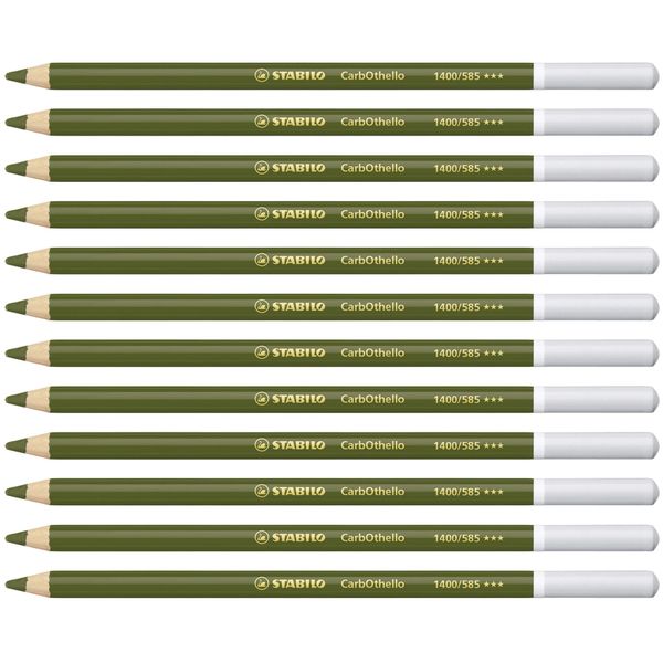 Chalk-Pastel Pencil - STABILO CarbOthello - Pack of 12 - Olive Green