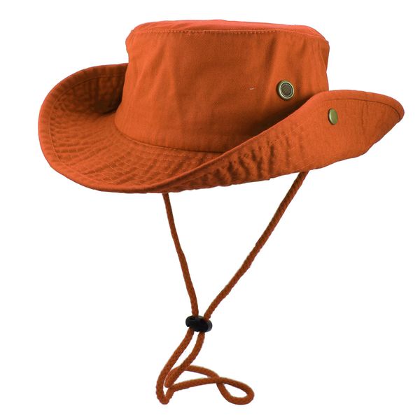 Gelante 100% Cotton Stone-Washed Adjustable Bucket Safari Boonie Sun Hats.1910-1PC Orange L/XL