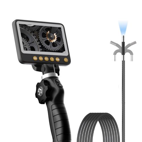 ZX1-P1 Two-Way Articulating Borescope with Light, 0.33in Industrial Endoscope Inspection Camera, 5-inch IPS Articulated Snake Camera, 8X Zoom Video Inspection Scope- 10FT