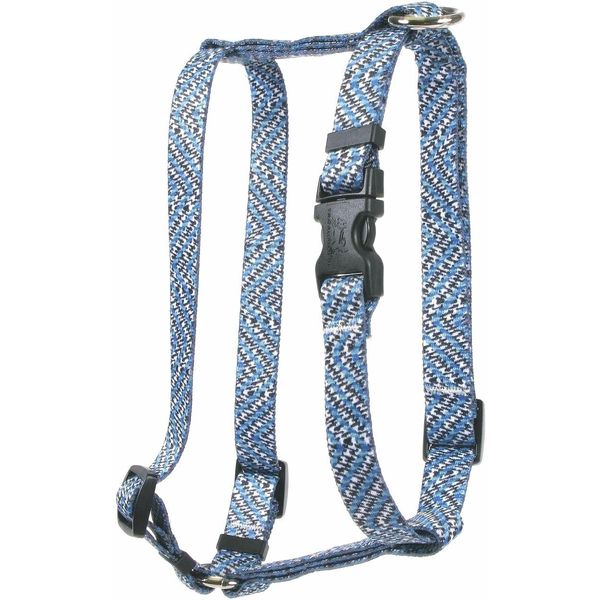 Yellow Dog Design Blue Tweed Roman Style H Dog Harness, Large