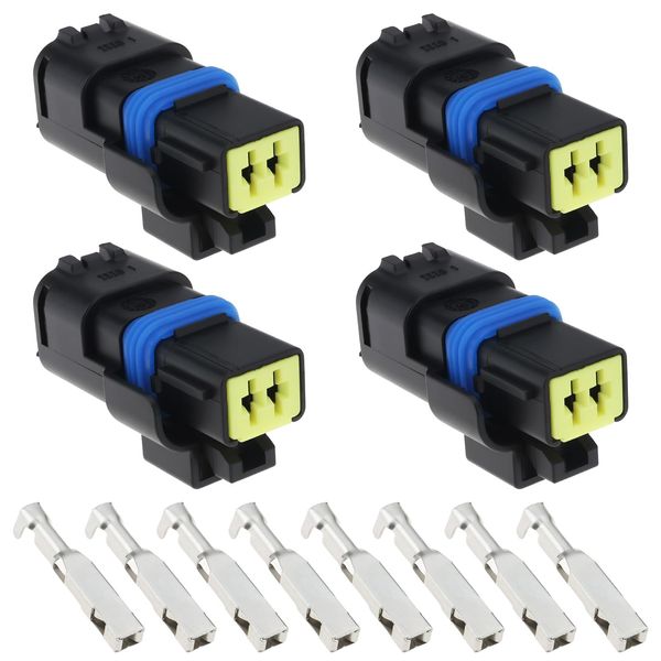 Be In Your Mind 4Pcs 2 Pin Headlight Sensor Connector 37592 Temperature Sensor Plug Compatible with Peugeot Compatible with Citroen