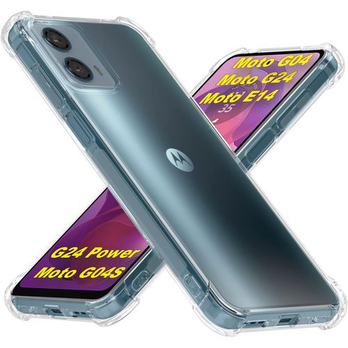 USTIYA Case for Motorola Moto G24 4G / G04 4G /G04S / E14 4G Clear TPU Four Corners Military-Grade Protection Cover Transparent Soft funda