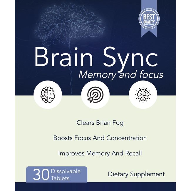 BrainSync Memory and Focus Probiotic Supplement - Genuine 30 Dissolvable Tablets