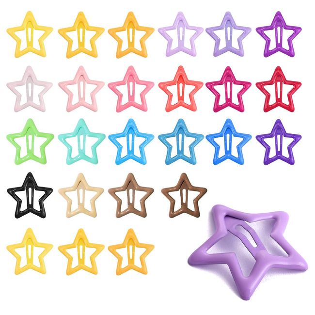 Star Hair Clips, 50 Pcs Metal Snap Hair Clip Small Colourful Hairclips Cute Stars Hairclip Barrette Accessories for Girls Women