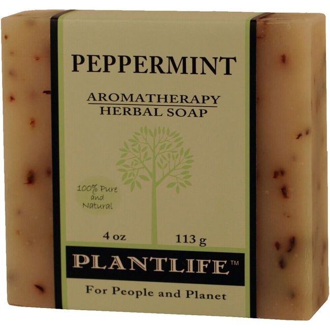 Plantlife Natural Body Care Aromatherapy Herbal Soap Peppermint, 4 Ounces