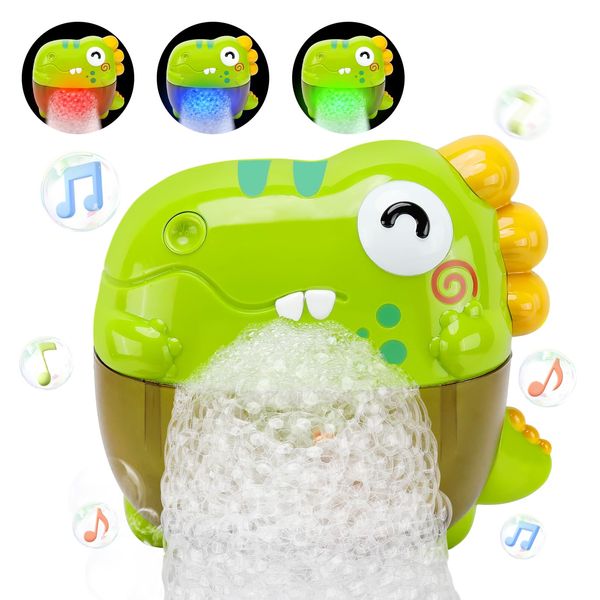 Baby Bath Toys Automatic Dinosaurs Bubble Maker Bath Toys for Toddler Bath Bubble Machine with 12 Music Bubble Bathtub Toys Gifts for 1 2 3 Years Girls Boys Kids