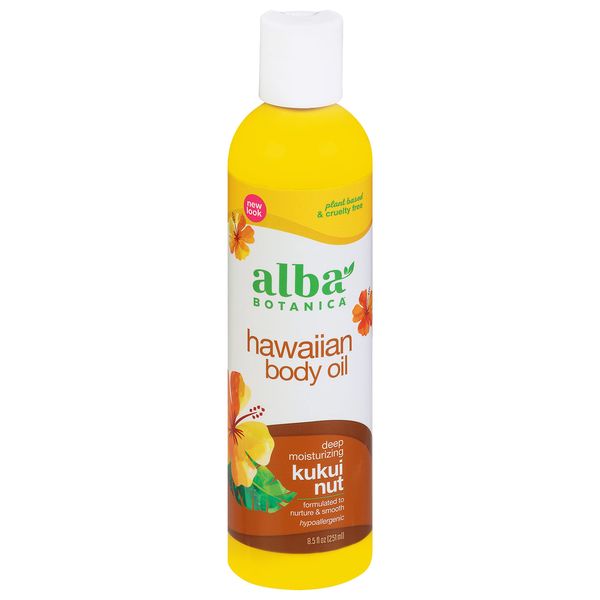 Alba Botanica - Kukui Nut Organic Body Oil - 250ml - Enriched with Kukui Nut Oil - Deeply Moisturises & Nourishes Skin - Lightweight & Absorbs Quickly