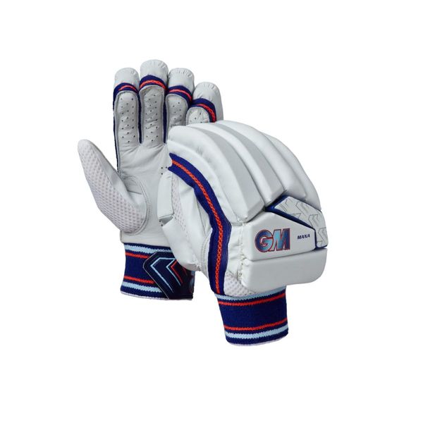 Gunn & Moore GM Cricket Batting Gloves | Mana | Lightweight Back of Hand Design | Calf Leather Palm | Junior Right Handed | Approx Weight per Pair 470 g, White