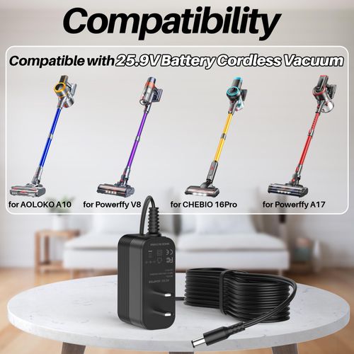 31V Charger for Powerffy A17 V8 25.9V Li-ion Battery Cordless Stick Vacuum Cleaner DC 31Volt Power Cord for CHEBIO 16 Pro for AOLOKO A10 Handheld Vacuum Cleaner Charger Replacement