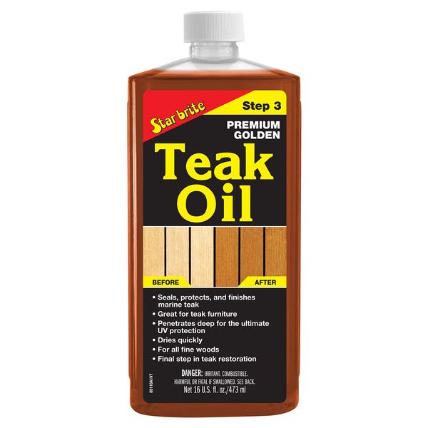 STAR BRITE Premium Golden Teak Oil - Sealer, Preserver, & Finish for Outdoor Teak & Other Fine Woods - Step 3 - 16 OZ (085116PW)