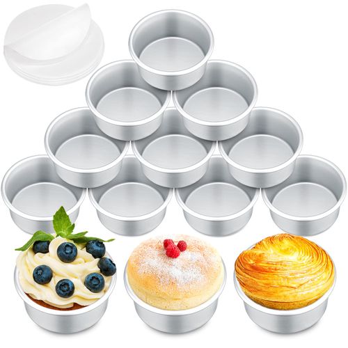 Gerrii 18 Pcs 4 Inch Cake Pans Nonstick Aluminum Small Round Cake Baking Pans Molds for Cheese, Pizza, Quiche, Home Party Baking Supplies, Leakproof and Easy Release