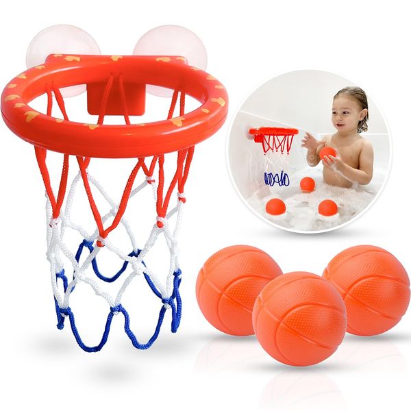 MARPPY Bath Toys - Bathtub Basketball Hoop for Kids, Toddlers - Mold Free Bath Toys & Shower Toys with Suction Cup and 3 No-Hole Balls - Bathtub Toys for Toddlers Boys & Girls