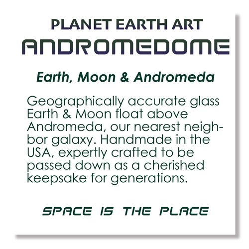 Shasta Visions Art Glass Paperweight-Planet Earth, Moon, Andromeda Galaxy-3 Inch Andromedome