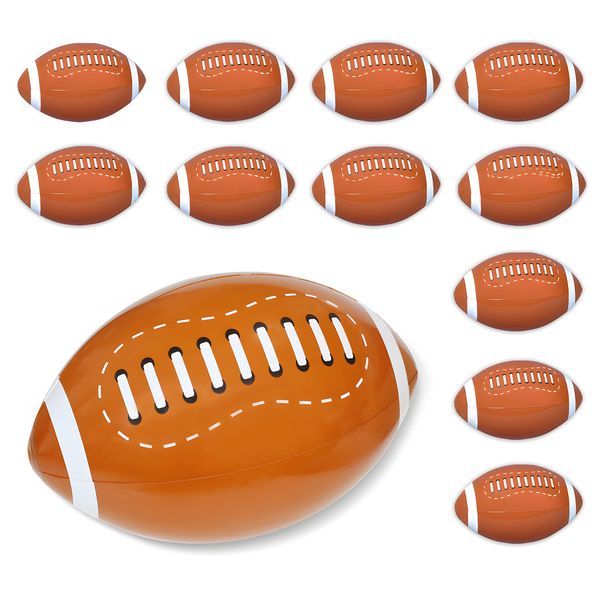 Novelty Place 12Pcs Giant Inflatable Football for Kids, 16 Inches Blow Up Footballs Toys Sport Balls, Summer Pool Beach Balls, Football Party Decoration