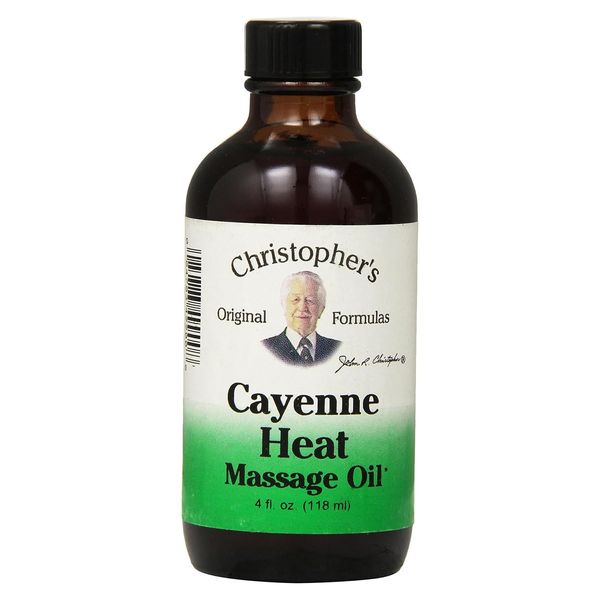 Christopher's Original Formulas Cayenne Heat Massage Oil, 4 Fluid Ounce | Warming Sensation for Muscles & Joints | Natural Comfort & Relaxation | Pure Herbal Formula
