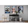 Set of 3 Black Cat Comic Cover Prints (A4 White Frame)