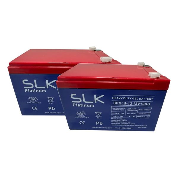 SLK Platinum Mobility Scooter GEL Battery Pair of 2 x 12v 15ah Reliable And long Lasting Replacement Batteries For Electric Scooters And Wheelchairs