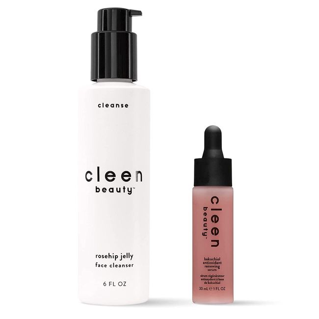 Cleen Beauty Cleanse and Brighten Skin Care Set, Rosehip Jelly Face Cleanser