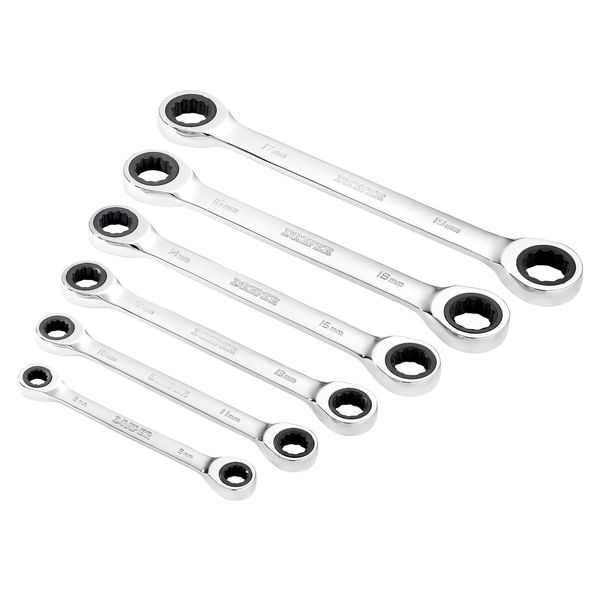Draper 27741 HI-TORQ Metric Double Ratchet Ring Spanner Set (6 Piece)