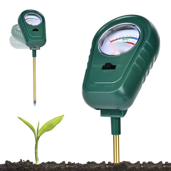 Homcoice Boden pH Messgerät, 3-in-1 Boden Feuchte/Fruchtbarkeits/pH Tester Gartenwerkzeug für Pflanzenpflege(keine Batterie erforderlich)