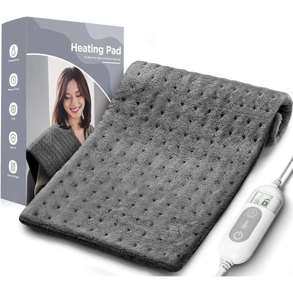 Heating Pad for Back & Cramps Relief,Electric Heat Pad Heat, (Dark Grey,12"x24")