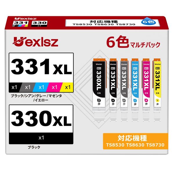 BCI-330XL BCI-331XL Canon Ink 331 330 6 Colors, Large Capacity for Canon TS8530, TS8630, TS8730 Ink, Compatible with Genuine Ink Cartridge (Optional Shipping in New or Old Packages)