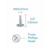 Modified Truss Head #8 x 1/2 Self-Drilling K-Lath Tek Screws (2000) 